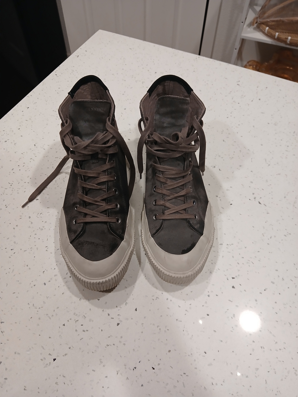 All Saints Dumont Grey Suede High Top Lace Up Sneakers Men's Sz 11